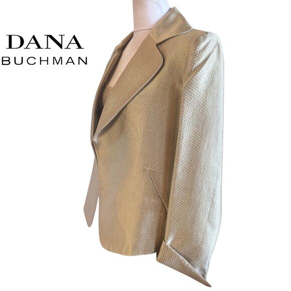 Dana Buchman 2 Piece Gold Textured Blazer & Matching Trousers Lined 6 VGC - Picture 3 of 9
